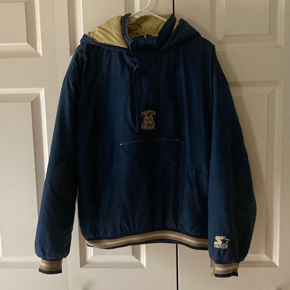 Vintage 90s Starter Notre Dame Fighting Irish Pullover Jacket Xl Anorak